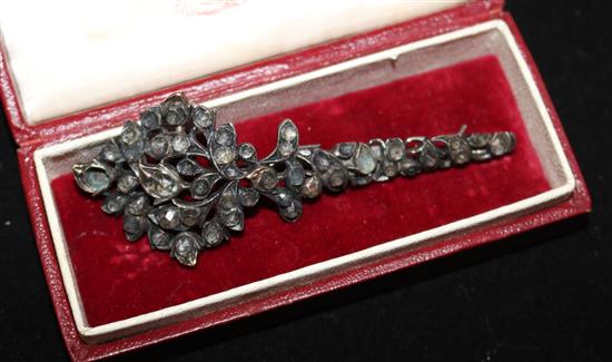 An Indian turban pin set with jargoons, 3in.